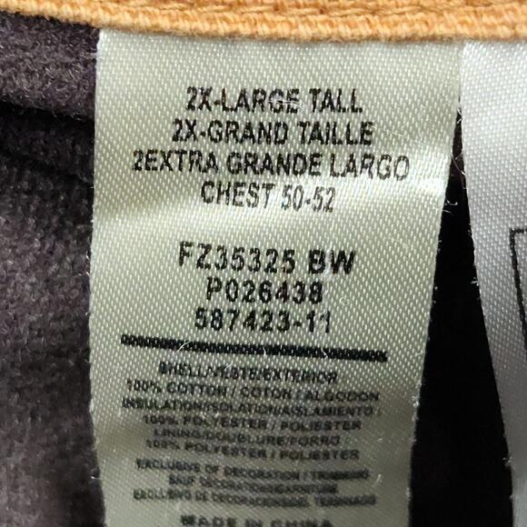 Walls Zero-Zone Jacket Mens 2XL Tall Tan Hooded Insulated Duck Canvas Work - Picture 15 of 16